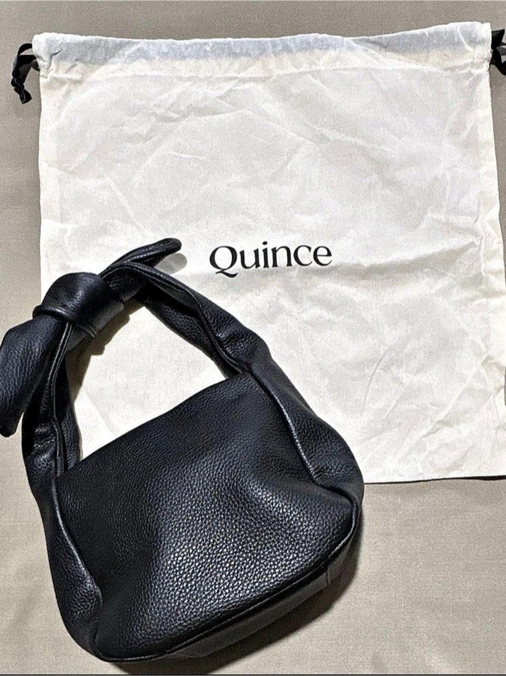 Quince Italian Leather Knot Mini Hobo Bag Black